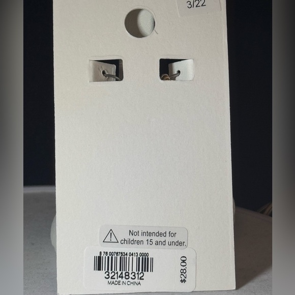 EXPRESS Gold Tone Textured Hoop Earnings With removable Hoop Charm 2 inch approx - Picture 4 of 4